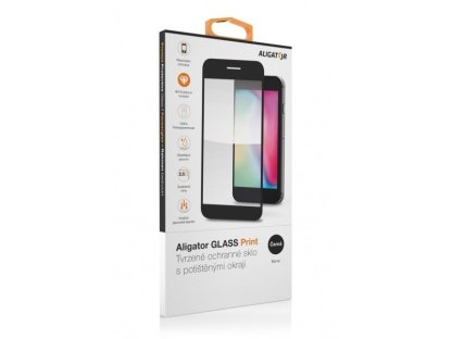 ALIGATOR Ochranné tvrzené sklo GLASS PRINT, iPhone14 Pro Max, černá, celoplošné lepení (GLP0188)