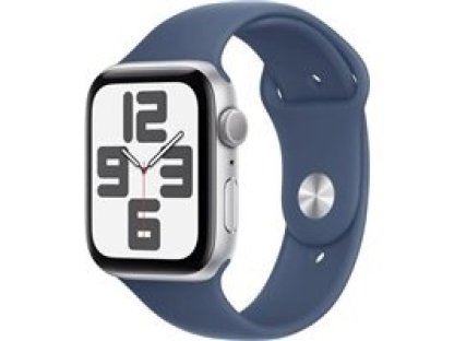 APPLE Watch SE GPS 44mm Silver Aluminium Case with Denim Sport Band-S/M (MXEQ3QC/A)
