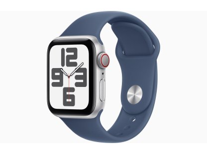 APPLE Watch SE GPS + Cellular 44mm Silver Aluminium Case with Denim Sport Band-M/L (MXGQ3QC/A)