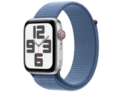 APPLE Watch SE GPS + Cellular 44mm Silver Aluminium Case with Winter Blue Sport Loop (MRHM3QC/A)