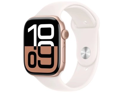 APPLE Watch Series 10 GPS 46mm Rose Gold Aluminium Case with Light Blush Sport Band - M/L (MWWU3QC/A)