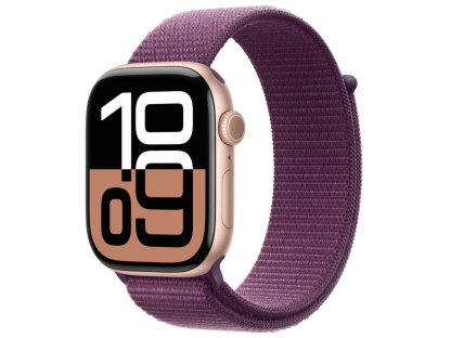 APPLE Watch Series 10 GPS 46mm Rose Gold Aluminium Case with Plum Sport Loop (MWWV3QC/A)