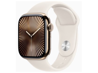 APPLE Watch Series 10 GPS + Cellular 42mm Gold Titanium Case with Starlight Sport Band - S/M (MX063QC/A)