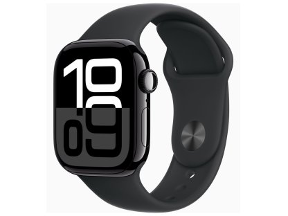 APPLE Watch Series 10 GPS + Cellular 42mm Jet Black Aluminium Case with Black Sport Band - M/L (MWX73QC/A)