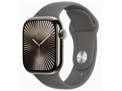 APPLE Watch Series 10 GPS + Cellular 42mm Natural Titanium Case with Stone Grey Sport Band - M/L (MWXE3QC/A)