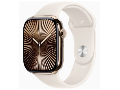 APPLE Watch Series 10 GPS + Cellular 46mm Gold Titanium Case with Starlight Sport Band - M/L (MWYY3QC/A)