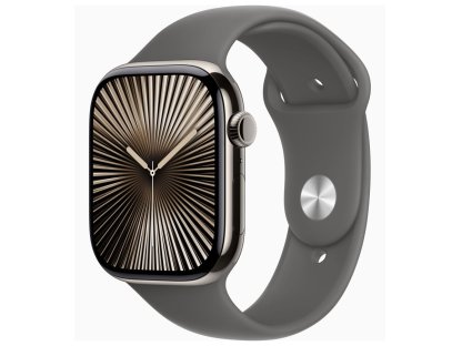 APPLE Watch Series 10 GPS + Cellular 46mm Natural Titanium Case with Stone Grey Sport Band - M/L (MWYA3QC/A)