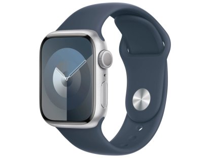 APPLE Watch Series 9 GPS 41mm Silver Aluminium Case with Storm Blue Sport Band - S/M (MR903QC/A)