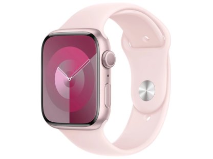 APPLE Watch Series 9 GPS 45mm Pink Aluminium Case with Light Pink Sport Band - M/L (MR9H3QC/A)