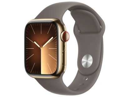 APPLE Watch Series 9 GPS + Cellular 41mm Gold Stainless Steel Case with Clay Sport Band - S/M (MRJ53QC/A)