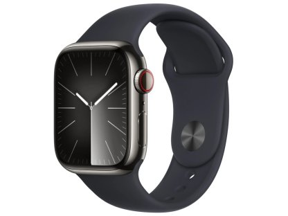 APPLE Watch Series 9 GPS + Cellular 41mm Graphite Stainless Steel Case with Midnight Sport Band - S/M (MRJ83QC/A)