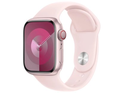 APPLE Watch Series 9 GPS + Cellular 41mm Pink Aluminium Case with Light Pink Sport Band - M/L (MRJ03QC/A)