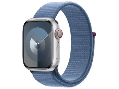 APPLE Watch Series 9 GPS + Cellular 41mm Silver Aluminium Case with Winter Blue Sport Loop (MRHX3QC/A)