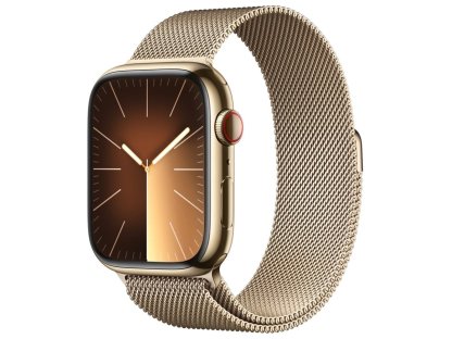 APPLE Watch Series 9 GPS + Cellular 45mm Gold Stainless Steel Case with Gold Milanese Loop (MRMU3QC/A)