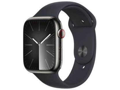 APPLE Watch Series 9 GPS + Cellular 45mm Graphite Stainless Steel Case with Midnight Sport Band - M/L (MRMW3QC/A)