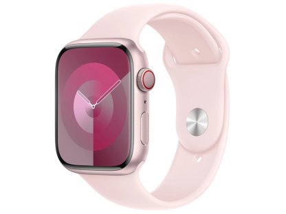APPLE Watch Series 9 GPS + Cellular 45mm Pink Aluminium Case with Light Pink Sport Band - M/L (MRML3QC/A)