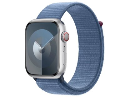 APPLE Watch Series 9 GPS + Cellular 45mm Silver Aluminium Case with Winter Blue Sport Loop (MRMJ3QC/A)