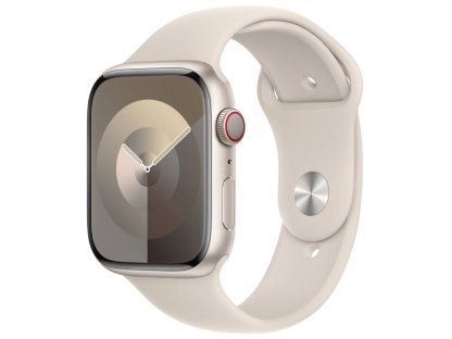 APPLE Watch Series 9 GPS + Cellular 45mm Starlight Aluminium Case with Starlight Sport Band - M/L (MRM93QC/A)