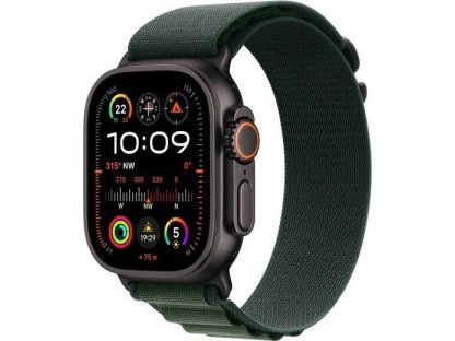 APPLE Watch Ultra 2 GPS + Cellular 49mm Black Titanium Case with Dark Green Alpine Loop-Large (MX4T3CS/A)