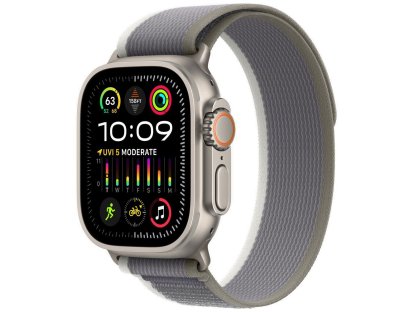 APPLE Watch Ultra 2 GPS + Cellular, 49mm Titanium Case with Green/Grey Trail Loop - M/L (MRF43CS/A)