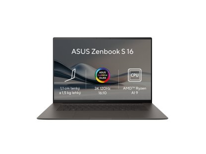 ASUS Zenbook S 16 OLED (M5606) - 16", AI9-HX370, T, 32GB RAM, 1TB SSD, AMD int, Windows 11 Pro, Gray (UM5606WA-OLED221X)