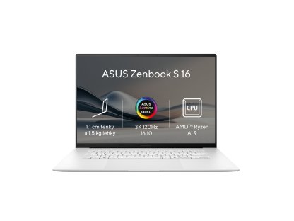 ASUS Zenbook S 16 OLED (UM5606) - 16", AI9-HX370, 32GB RAM, 2TB SSD, AMD int, Windows 11 Pro, White (UM5606WA-OLED225X)
