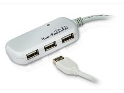 ATEN kabel USB 2.0, A-4xA, M/4xF, prodlužovací, 12m, bílý, repeater, hub (UE-2120H)