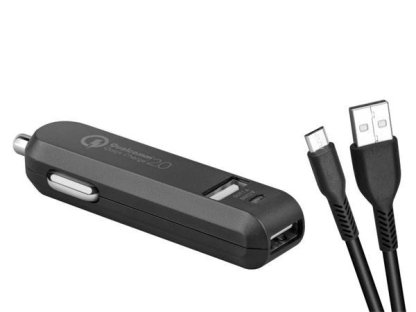 AVACOM CarMAX 2 nabíječka do auta 2x Qualcomm Quick Charge 2.0 černá barva (micro USB kabel)