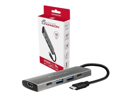 AXAGON HMC-5G2, USB-C 3.2 Gen 2 10 Gb/s hub, porty HDMI 4K/30Hz + 2x USB-A + 2x USB-C, PD 60W, kabel (HMC-5G2)