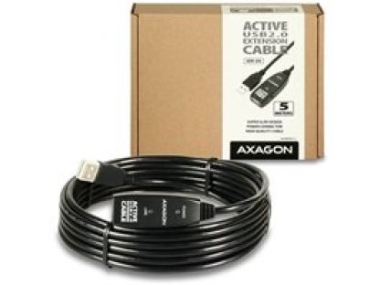 AXAGON kabel USB 2.0, A-A, M/F, prodlužovací, 5m, černý, repeater (ADR-205)