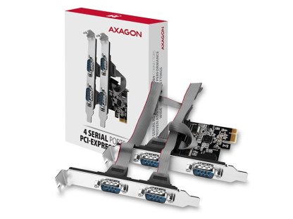 AXAGON PCEA-S4N, PCIe řadič - 4x sériový port (RS232) 250 kbps, vc. LP (PCEA-S4N)
