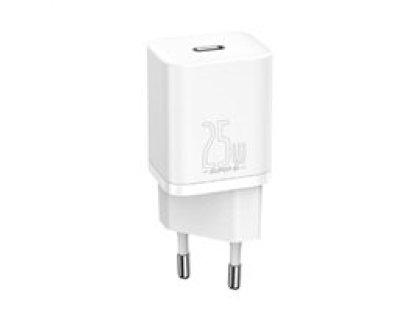 BASEUS Super Si rychlonabíjecka 1C 25W EU + kabel Type-C/Type-C 3A 1m bílá (TZCCSUP-L02)