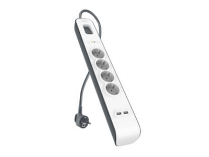 BELKIN  přepěťová ochrana SurgeStrip, 4 zásuvky, 2x USB, 2m, bílá (BSV401ca2M)