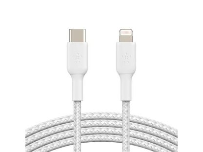 BELKIN USB-C kabel s lightning konektorem, 1m, bílý - odolný (CAA004bt1MWH)