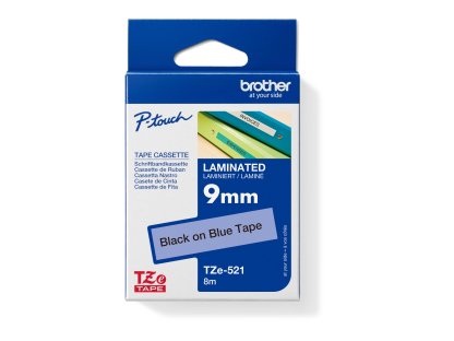 BROTHER laminovaná páska TZE-521/ modrá-cerná/ 9mm (TZE521)