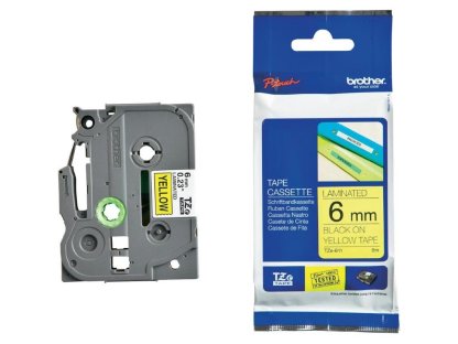 BROTHER TZE-611,  žlutá / černá 6mm (TZE611)