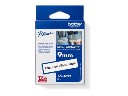BROTHER TZe-N221, 9mm, bílá/cerná, nelaminovaná, délka 8m (TZEN221)