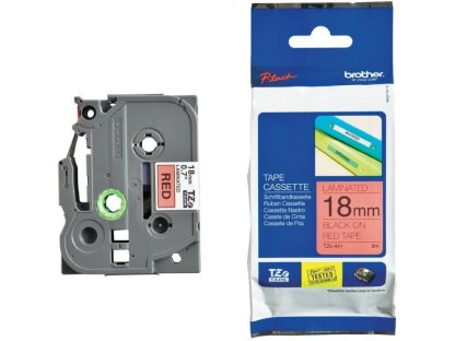 BROTHER TZE441 - kazeta TZ šírky 18mm, laminovaná TZE-441, cervená/cerné písmo