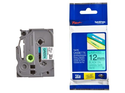 BROTHER TZE731 - kazeta TZ šírky 12mm, laminovaná TZE-731, zelená/cerné písmo