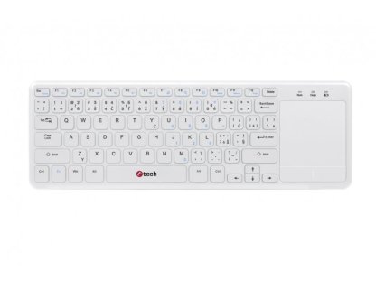 C-TECH bezdrátová klávesnice s touchpadem, bílá, USB, CZ/SK (WLTK-01)