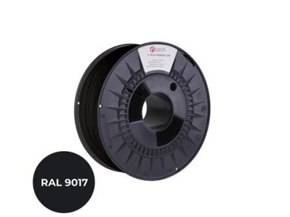 C-TECH tisková struna (filament) PREMIUM LINE, PETG, dopravní černá, RAL9017, 1,75mm, 1kg (3DF-P-PETG1.75-9017)