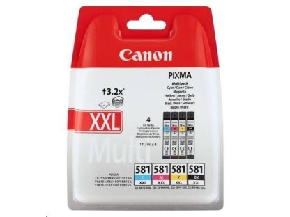 Canon CLI-581XXL C/M/Y/BK Multi Pack - 4-balení - 11.7 ml - velikost XXL - černá, žlutá, azurová, purpurová - originální (1998C007)