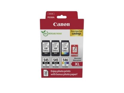 Canon PG-545 XL/CL-546XL Photo Value Pack - 3-balení - černá, barva (azurová, purpurová, žlutá) (8286B015)