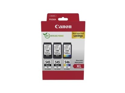 Canon PG-545XL x2 /CL-546XL Multi Pack - 3-balení - Vysoká výtežnost - černá, barva (azurová, purpurová, žlutá) - originální (8286B013)
