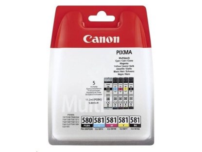 Canon PGI-580/CLI-581 PGBK/C/M/Y/BK Multi Pack - 5-balení - pigmentová černá, černá, žlutá, azurová, purpurová - originální - pouzdro - inkoustový zásobník (2078C007)