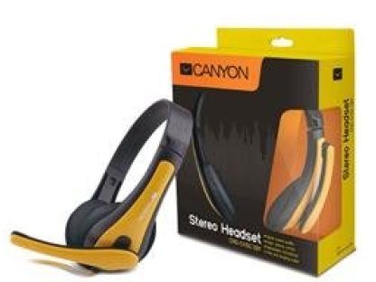 CANYON lehký PC headset, kombinovaný 3,5 mm jack, kožené naušníky, cerno žlutý (CNS-CHSC1BY)