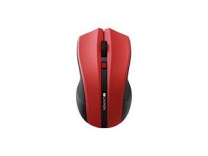 CANYON myš optická bezdrátová CMSW05, nastavitelné rozlišení 800/1200/1600 dpi, 4 tl, USB reciever, červená (CNE-CMSW05R)