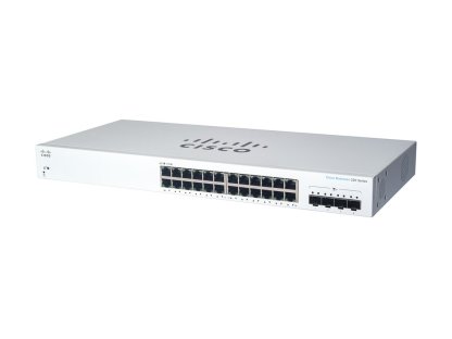 CISCO Business 220 Series CBS220-24P-4G - Přepínač, inteligentní, 24 x 10/100/1000 (PoE+) + 4 x Gigabit SFP (uplink), Lze montovat do rozvaděče, PoE+ (195 W) (CBS220-24P-4G-EU)