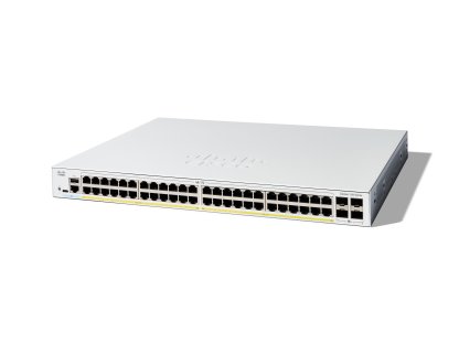 CISCO Catalyst 1200-48P-4X - Přepínač, L3 inteligentní, 48 x 10/100/1000 (PoE+) + 4 x 10 Gigabit SFP+, Lze montovat do rozvaděče, PoE+ (375 W) (C1200-48P-4X)