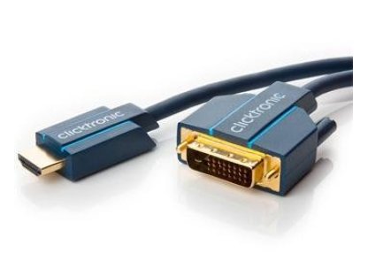 CLICKTRONIC kabel HDMI-DVI, M/M, propojovací, 1m, modrý (CLICK70340)